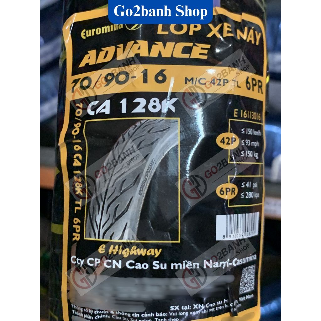 Vỏ Euromina 70/90-16, 80/90-16, 90/90-16 vỏ xe SH Mode đầu, Nouvo không xài ruột