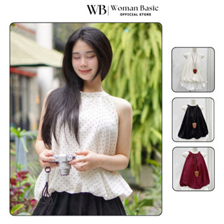 Áo ba lỗ nữ kiểu yếm chấm chất liệu vải cotton mềm mịn thoáng mát AY06 hợp với nhiều trang phục mặc đi dạo ở nhà vcotton