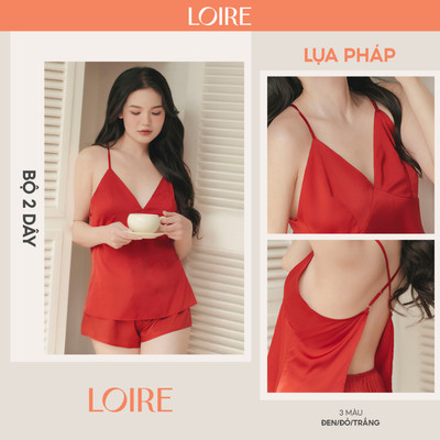 Bộ Đồ Ngủ Lụa 2 Dây Hở Lưng Sâu Gợi Cảm Loirechic BHDN21