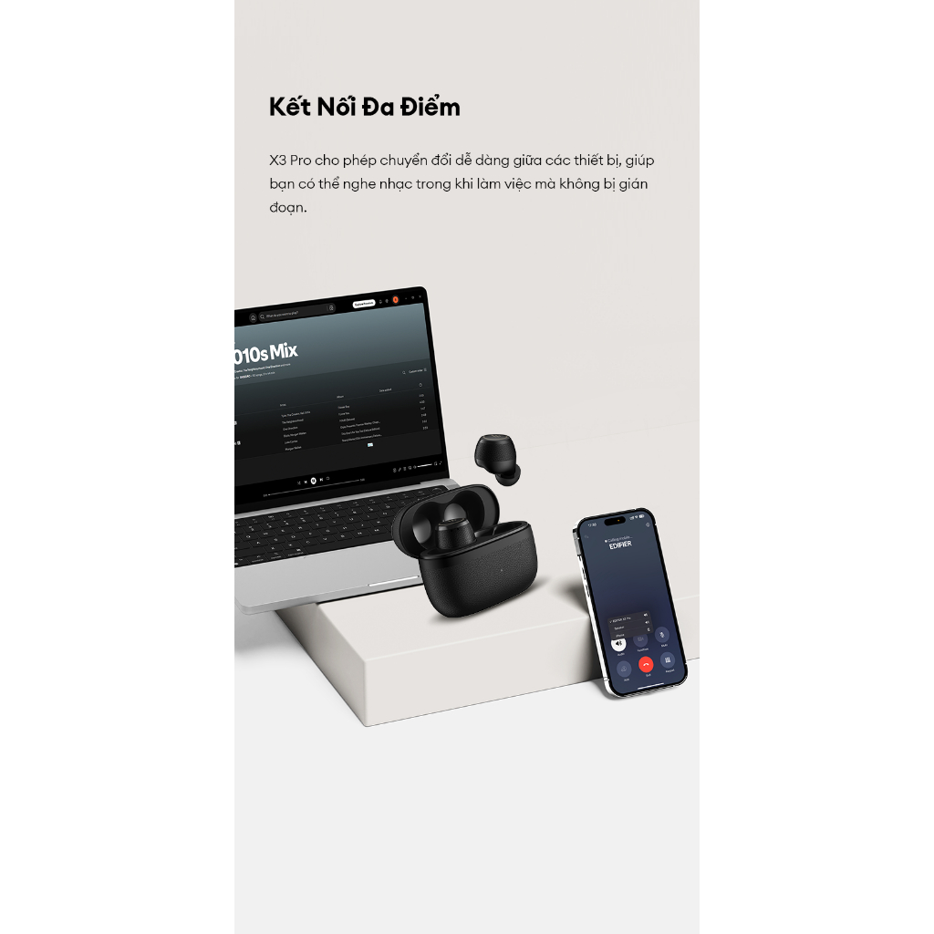 Tai Nghe Bluetooth Nhét Tai EDIFIER X3 PRO | Thời Gian Sử Dụng Tới 22H | Chống Ồn Chủ Động | Bảo Hành 15 Tháng | BigBuy360 - bigbuy360.vn
