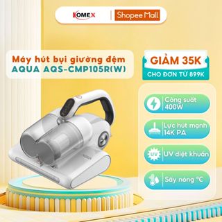 Máy hút bụi giường nệm có dây AQUA AQS-CMP105R(W)-VN - Công suất 400W, Lực hút 14K PA, Đèn UV diệt khuẩn, Bảo hành 12 th
