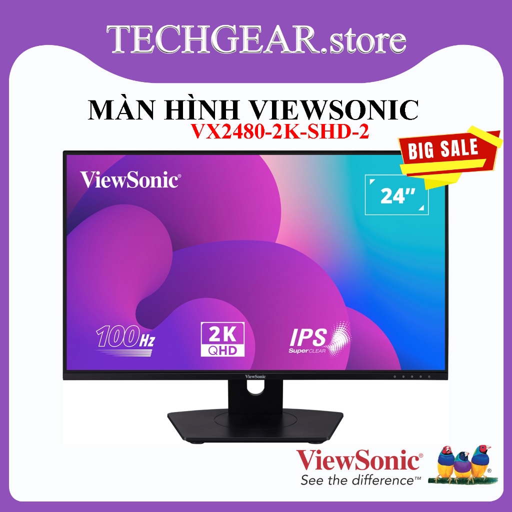 Màn Hình Viewsonic VX2480-2K-SHD-2 23.8inch/QHD/IPS/100Hz/4ms/250nits/HDMI+DP/ Phẳng
