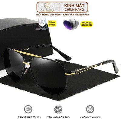 Kính mát nam nữ Crnaira watch M75me chống UV400 phân cực, gọng thép sang trọng