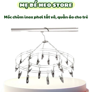 Móc chùm inox 20 kẹp phơi quần áo cho bé