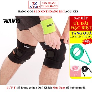 Băng bảo vệ đầu gối có đệm silicon cao cấp, Băng Đầu Gối 4 lò xo trợ lực Aolikes 7912