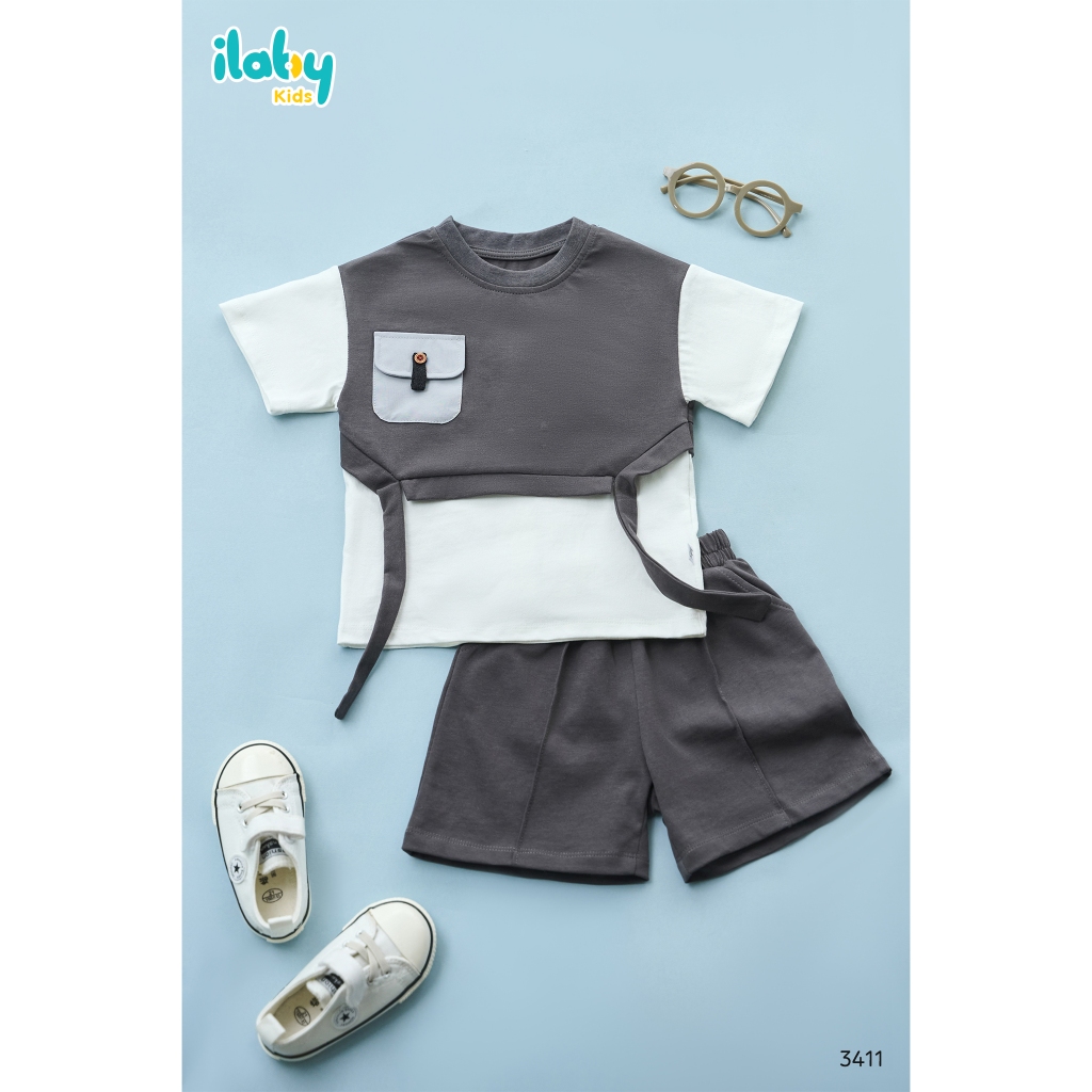 [ILABY 10-36kg] Set bộ bé trai, đồ bộ bé trai phối tay và thân thun cotton thoáng mát [3411]