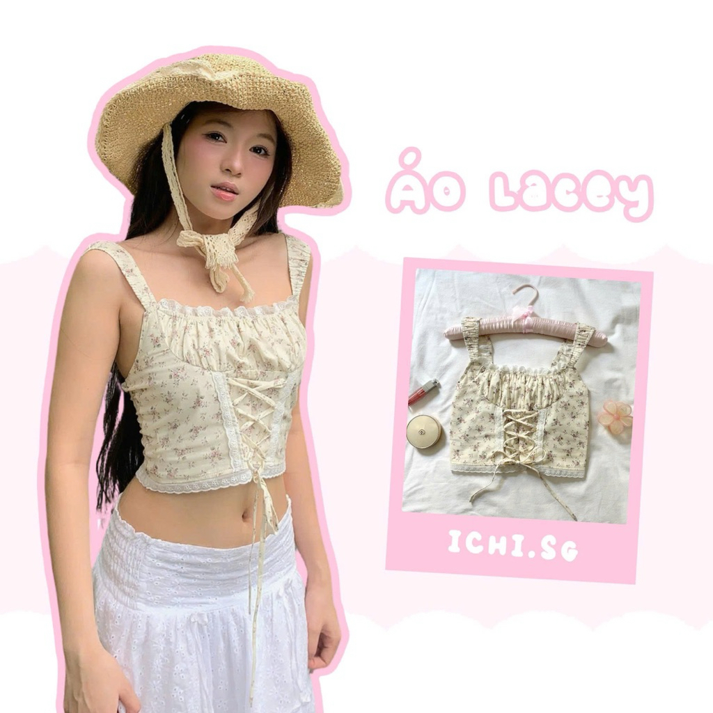 Lacey top - áo hoa nhí phối ren - ICHI.SG