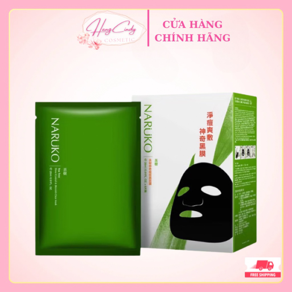 Mặt Nạ Tràm Trà Naruko Giảm Mụn Mờ Thâm Hộp 8 Miếng chính hãng