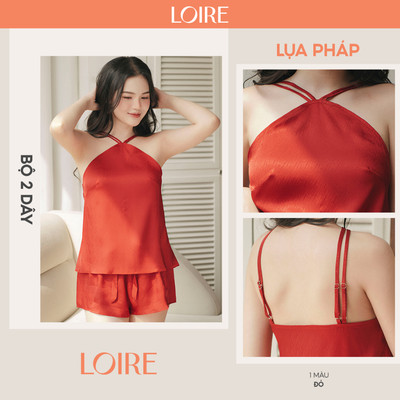 Bộ Đồ Ngủ Lụa 2 Dây Cổ Yếm Lạ Mắt Loirechic BHDN18