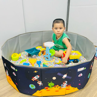 Combo đồ chơi xúc cát tại nhà: 3Kg hạt sứ + Quây + Xe ben + Guồng quay +Xe rùa, xẻng xúc cho bé