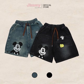 Quần Đùi Jean Nữ Cạp Cao A60MK Lưng Thun Thêu Tràn Thân Họa Tiết Hoạt Hình, Quần Jean Nữ Ngắn Denim Tôn Dáng Năng Động