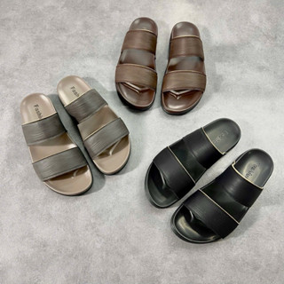 [ Dép đi mưa ] Dép Da Nam 2 Quai Fashion, Da Cao Cấp, Đi Nước Thoải Mái, Đế Cao Su Đúc Nguyên Khối