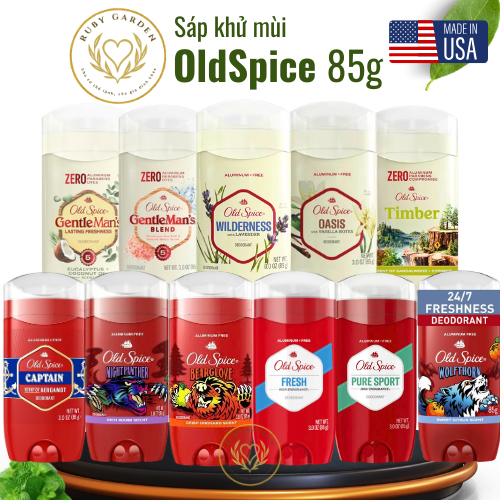 [NK Mỹ] Lăn Sáp khử mùi (Sáp xanh) Old Spice 85g PureSport I Fresh I Bearglove | Wolfhorn | Captain 