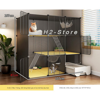  Biệt thự mèo Chuồng mèo cỡ lớn sức chứa cho cả gia đình mèo màu sắc sang chảnh không gian thoải mái - Mã CM11-H2-Store. 