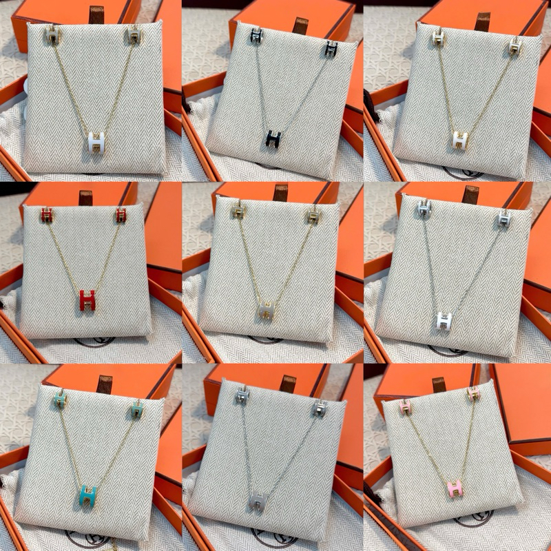 Set vòng cổ titan không han gỉ + khuyên tai hình chữ H bản mini dễ đeo (nhiều màu)