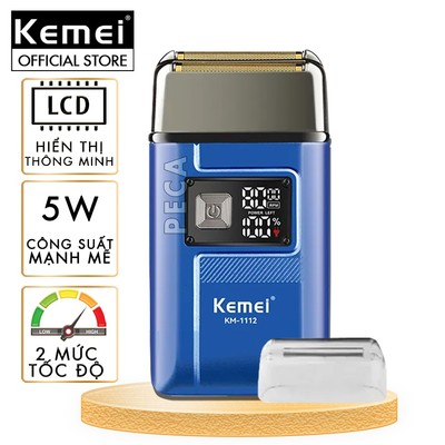 Máy cạo râu lưỡi kép Kemei KM-1112 có 2 tốc độ cắt màn hình LCD, công suất 5w mạnh mẽ, có thể fade cạo đầu - Chính hãng