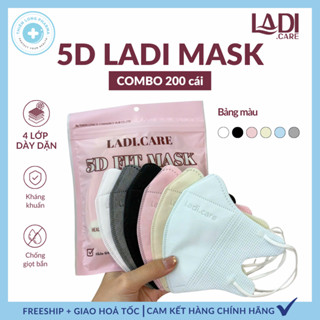 [Thùng 200 Cái] Khẩu trang 5D LADI Mask 4 lớp kháng khuẩn kiểu dáng thời trang