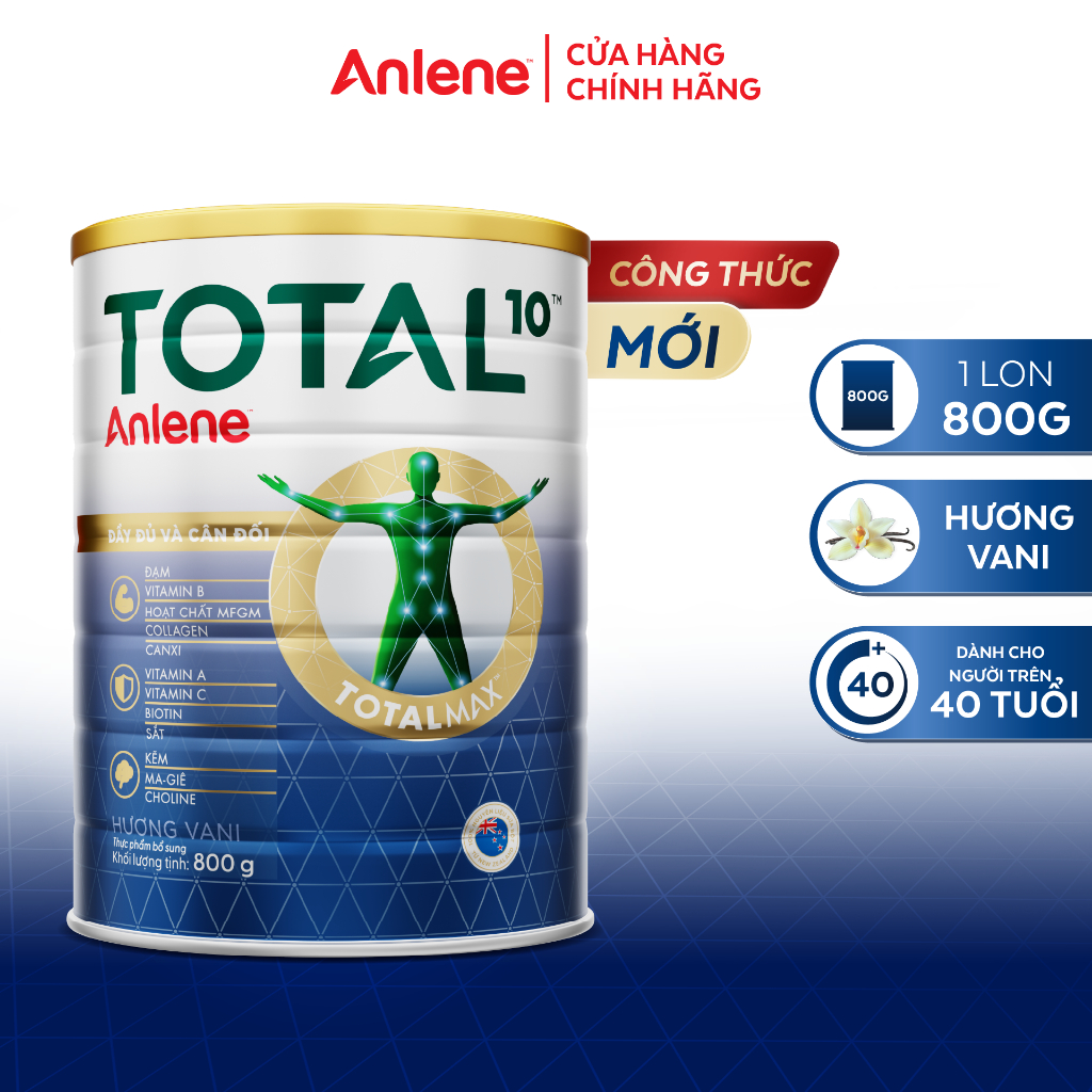 Sữa Bột Anlene Total 10 800g Chính Hãng - Bổ Sung Dinh Dưỡng Toàn Diện, Hỗ Trợ Xương Khớp, Cơ Bắp, Đ