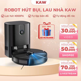  Robot Hút Bụi Lau Nhà Thông Minh Chính Hãng Kaw Tự Sạc Điện Cảm Biến Chống Rơi APP Tiếng Việt 