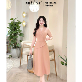 Đầm cổ vest công sở Nhật Vy eo nhấn cách điệu form dáng ôm chất lụa phù hợp đi tiệc  - D3329