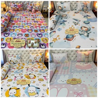 Mẫu Hoạt hình. Bộ ga giường thun Latico siêu lạnh Lụa (áo gối ôm khoá kéo)