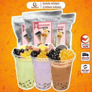 Set Trà Sữa Tự Pha 5 Ly | Nguyên Liệu Pha Trà Sữa Thơm Ngon Đậm Vị  – Én Ca Na x Cricket Food