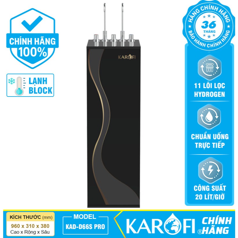 Máy lọc nước nóng lạnh Karofi KAD-D66S PRO, 11 Lõi, MẪU MỚI 2026, BẢO HÀNH CHÍNH HÃNG 3 NĂM