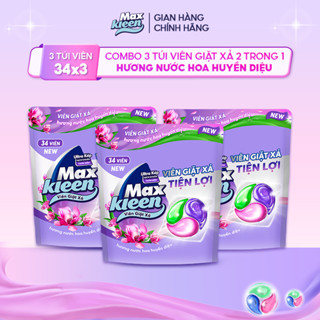  Combo 3 Túi Viên Giặt Xả MaxKleen Hương Nước Hoa Huyền Diệu  34 Viên Túi  