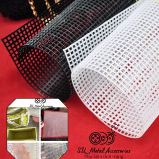 (2 cái) Tấm nhựa canvas lỗ 2mm vuông,tròn lót túi hình chữ nhật 33x51cm, làm đồ handmade, HZC02, #ssl_accessories