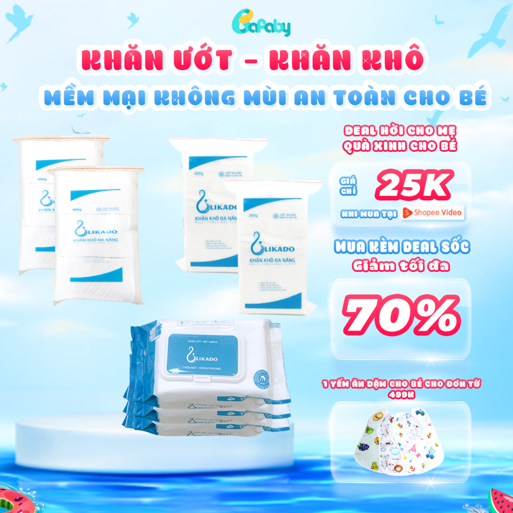 Khăn Ướt Khăn Khô Đa Năng Không Mùi Cho Bé Và Mẹ Likado - 329