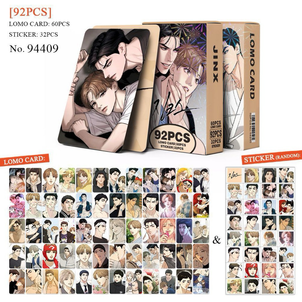[Lomo JINX] Bộ 60 lomo card webtoon đam mỹ Jinx + 32 Sticker anime manga ảnh thẻ