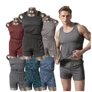 Set bộ đồ lót nam chất thun lạnh (quần đùi, áo ba lỗ ôm) V4lent1 xuất xịn