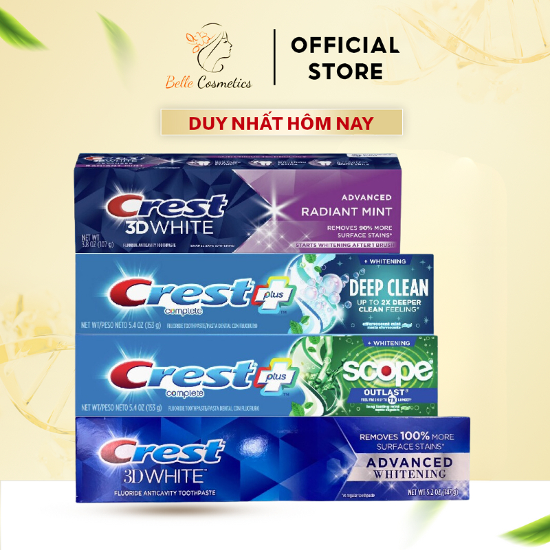 Kem Đánh Trắng Răng Crest 3D White Radiant Mint / Deep Clean/ Pro Health Advanced /Advanced Whitenin