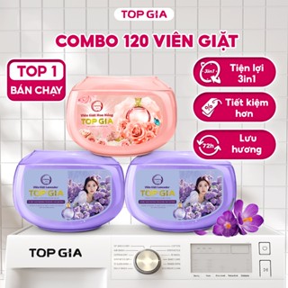Viên giặt xả TopGia quần áo thơm lâu, hương hoa hồng và lavender, 1 hộp 40 viên giặt sạch, tiết kiệm