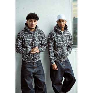 Áo Khoác Hoodie Zip Nỉ Bông Hoạ Tiết Dây Kéo 2 Chiều