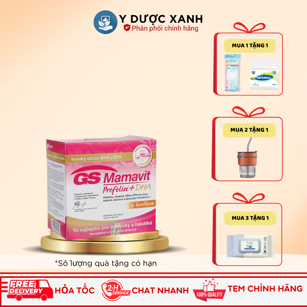[DATE 2/2026] Mua [Chính Hãng] GS MAMAVIT 60 viên, Vitamin tổng hợp và DHA cho bà bầu - Y Dược Xanh