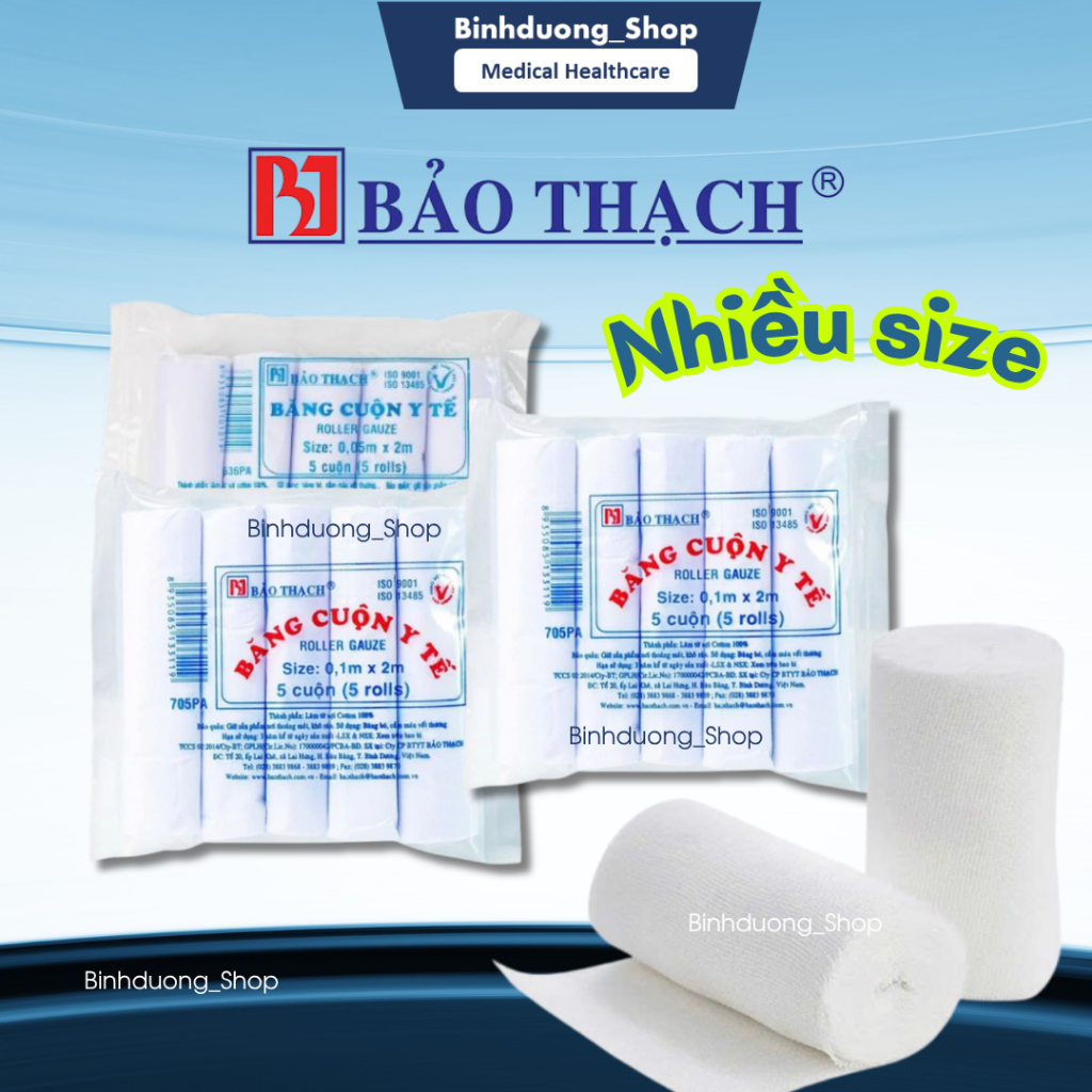 Băng cuộn y tế Bảo Thạch  đủ các cỡ (5 cuộn/bịch)