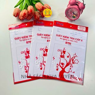 Combo 3 tập Giấy Kiểm Tra Cấp 2, 3 Kẻ Ngang Cao Cấp ERAS E751 (10 tờ đôi + 5 tờ đơn, ĐL:70g/m2)