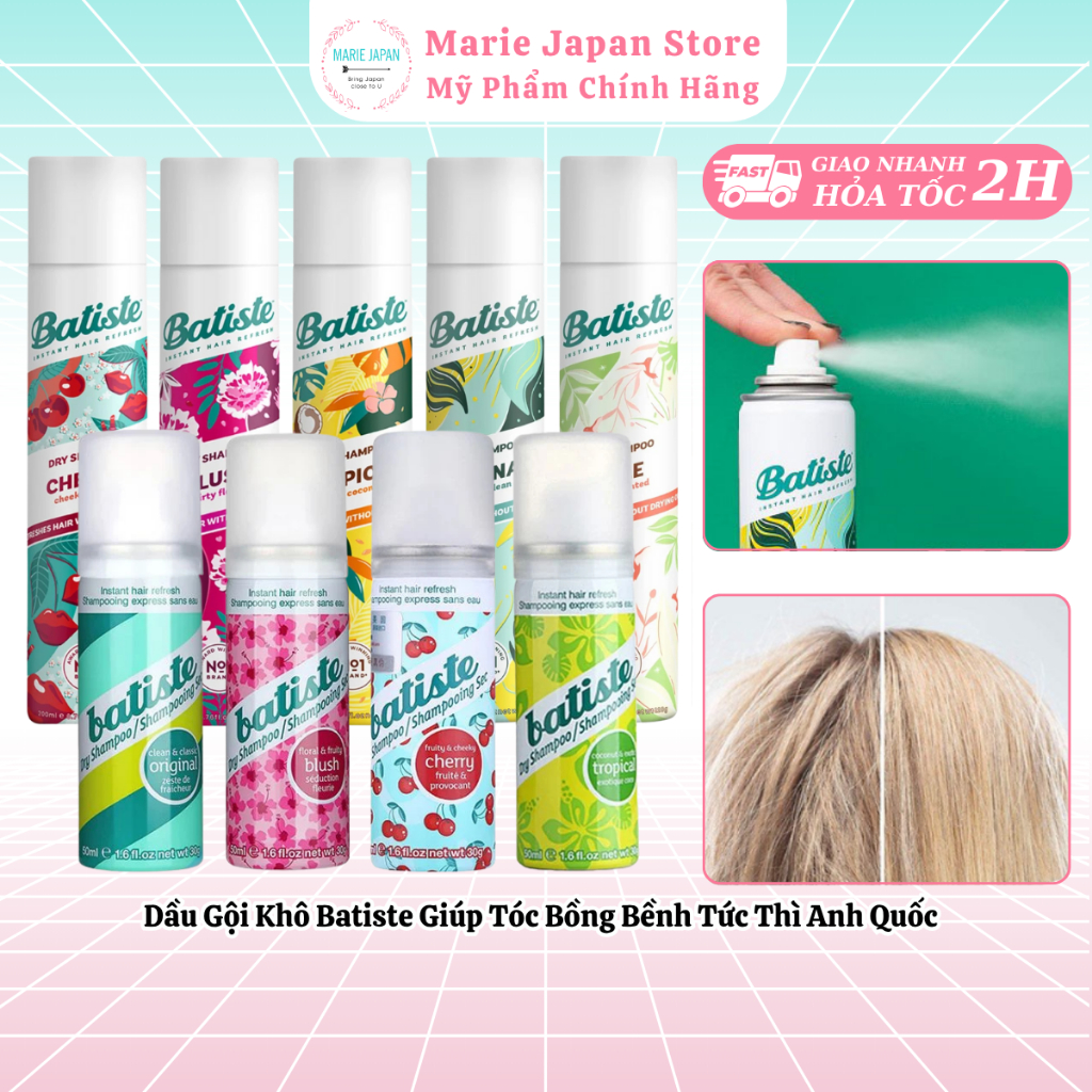 Dầu gội khô Batiste Dry Shampoo Phồng Tóc Chính Hãng - Marie Japan