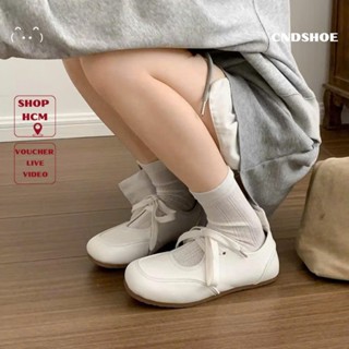 Giày thể thao trắng đi học phong cách bale hottrend cndshoe, giày lười causual đế thấp buộc nơ nhẹ basic - SWAY SNEAKERS
