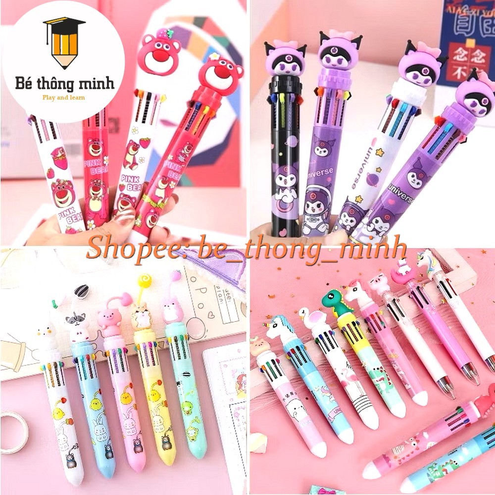 ☘️Bút Bi 10 Màu -Bút Bi 10 Màu Đầu Hình Nhiều Mẫu (01 Chiếc)