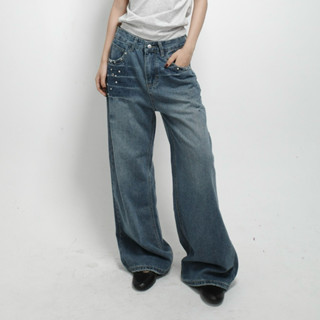 Quần jean ERRORIST Bead dáng dài đính hạt cá tính