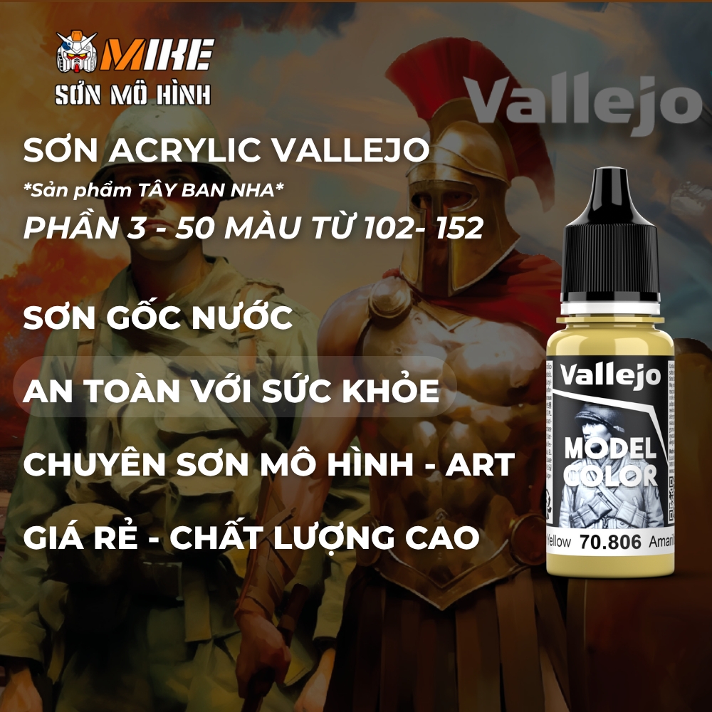 Sơn VALLEJO 102-152 gốc nước ACRYLIC Model Color 18 ml thân thiện môi trường cọ, airbrush, mô hình g