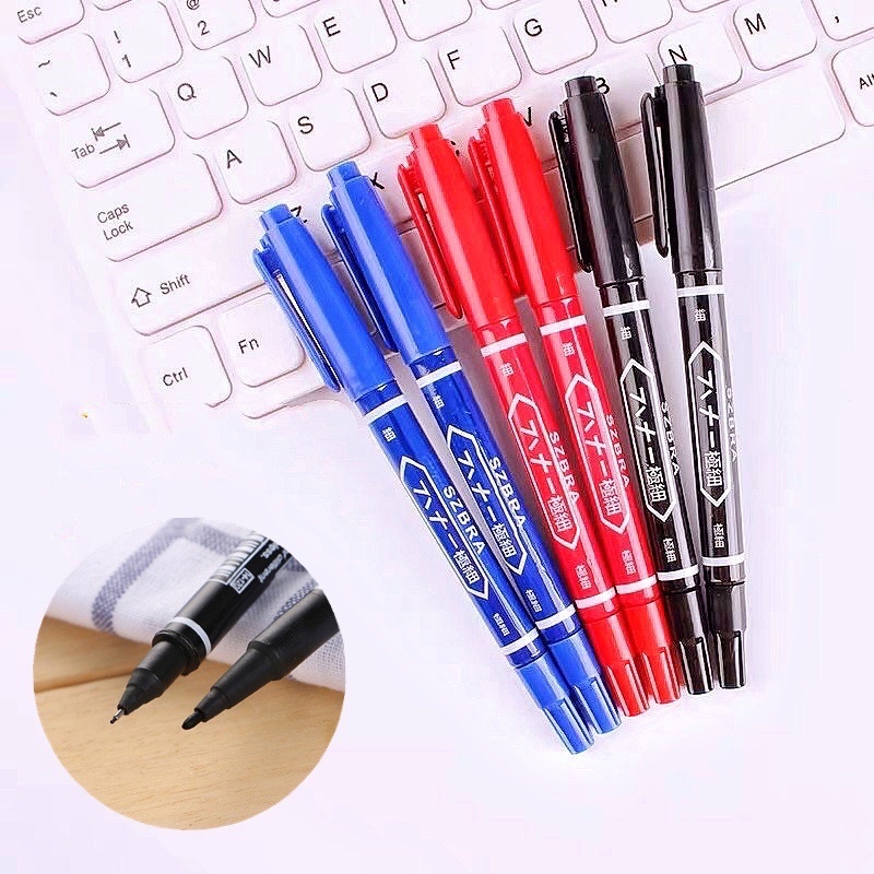 10/20/50Chiếc Mầu đen đỏ xanh Bút lông dầu 2 đầu ( nhanh khô + mực đậm ), bút dạ kính, bút cd