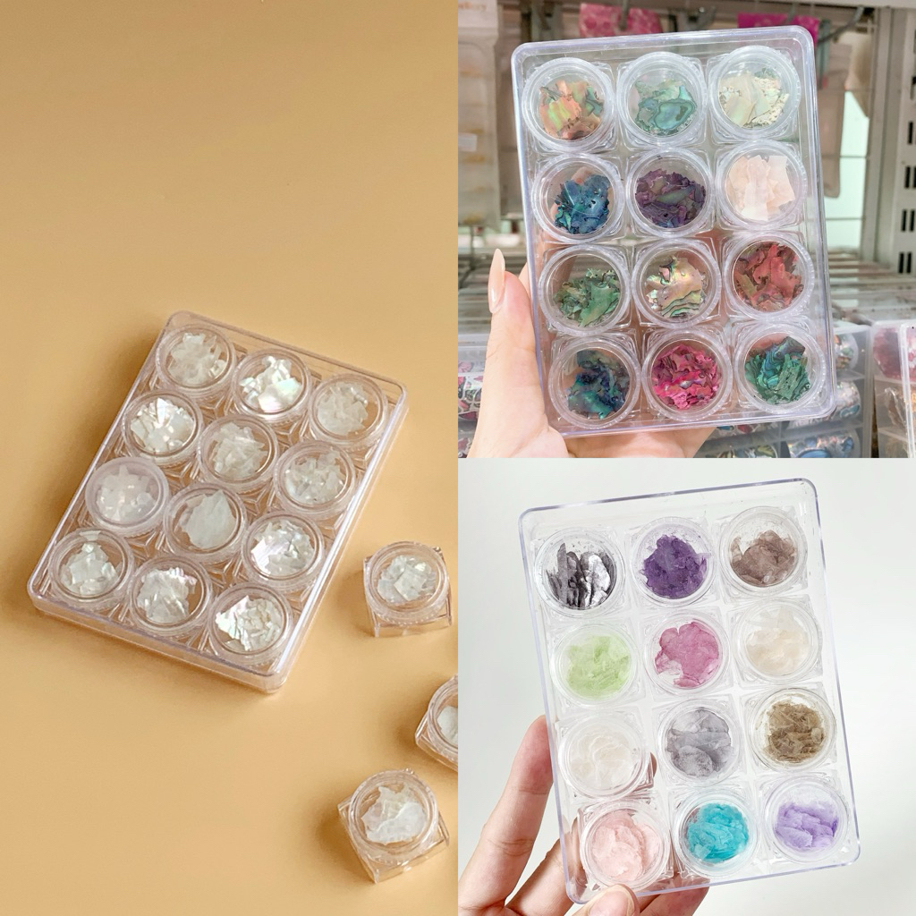 Set xà cừ 12 ô trang trí móng