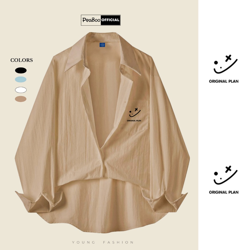 Áo Sơ Mi Nữ Đũi Xước, Sơ Mi Nam Nữ Dài Tay Unisex Mã SMD Trơn Basic Có Túi Ngực By PEABOO, Kiểu Dáng Hàn Quốc, Form Rộng | BigBuy360 - bigbuy360.vn