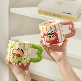  Ly sứ  cốc sứ  ly nước  ly sứ tay cầm decor CRAYON SHIN 5 màu  Ly quà tặng decor - Sh Gốm sứ 