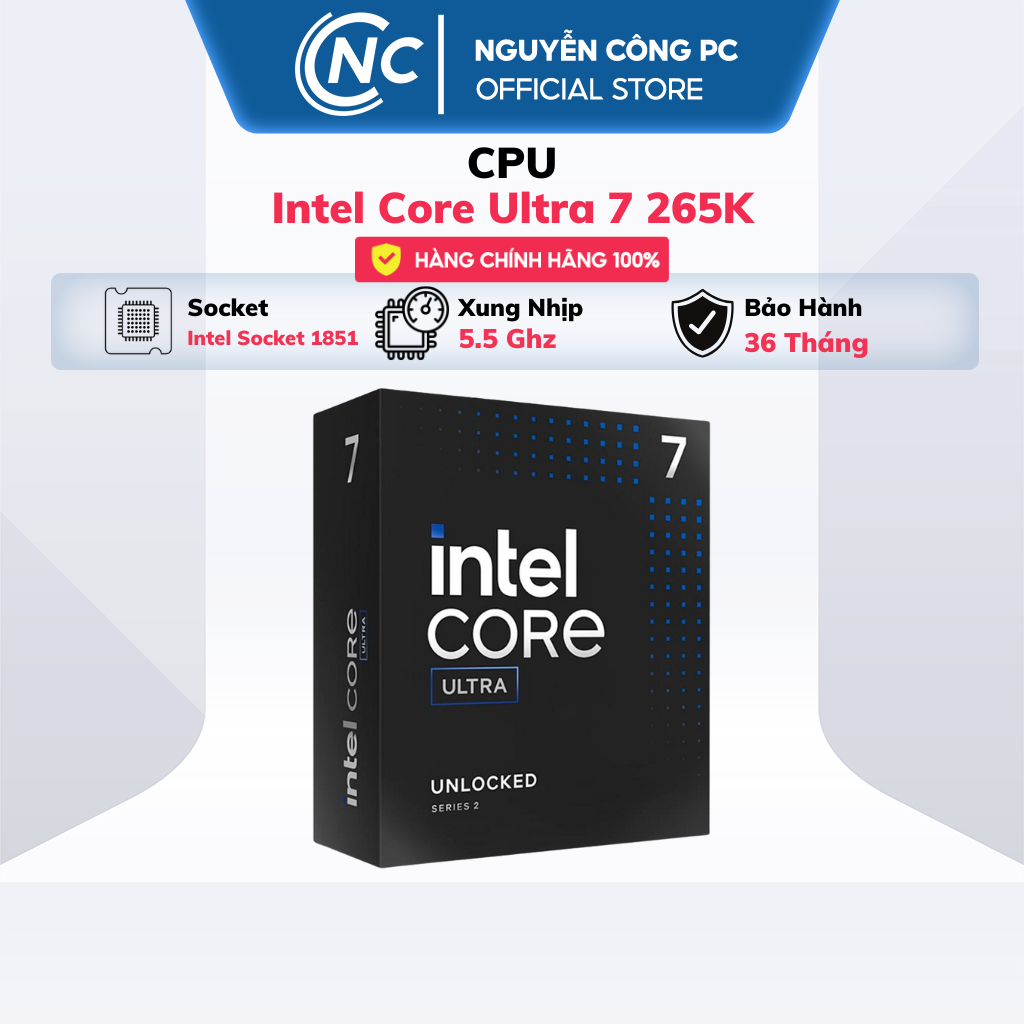 CPU Intel Core Ultra 7 265K / 265KF (Up 5.5GHz, 20 Nhân 20 Luồng, Arrow Lake-S) - Hàng Tray New - BH