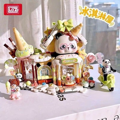 Bộ đồ chơi lắp ráp mô hình nhà kem Gấu Trúc LOZ -1380