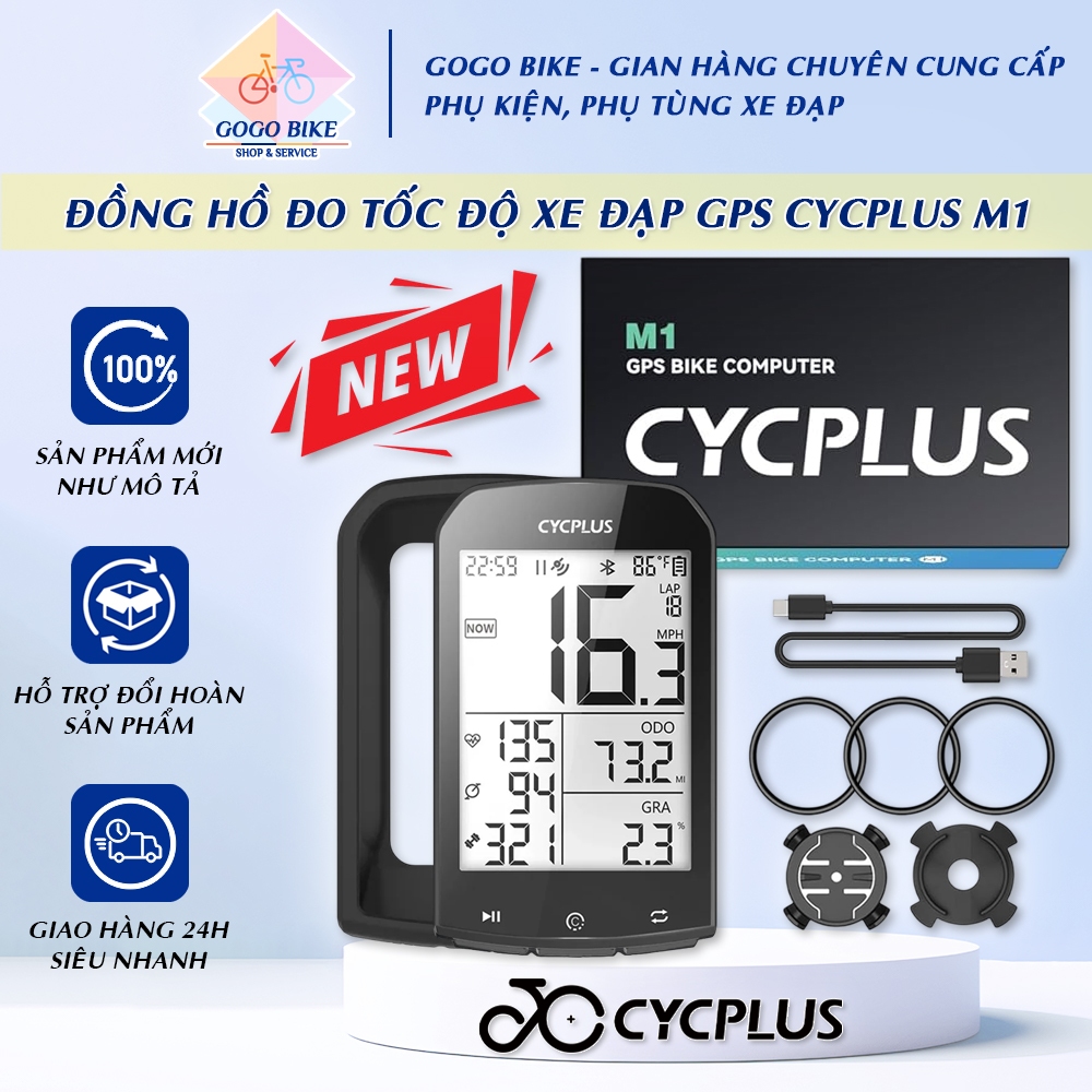 [GoGo Bike] Đồng hồ đo tốc độ xe đạp định vị vệ tinh GPS CYCPLUS M1 kết nối Blutooth 5.0 ANT+
